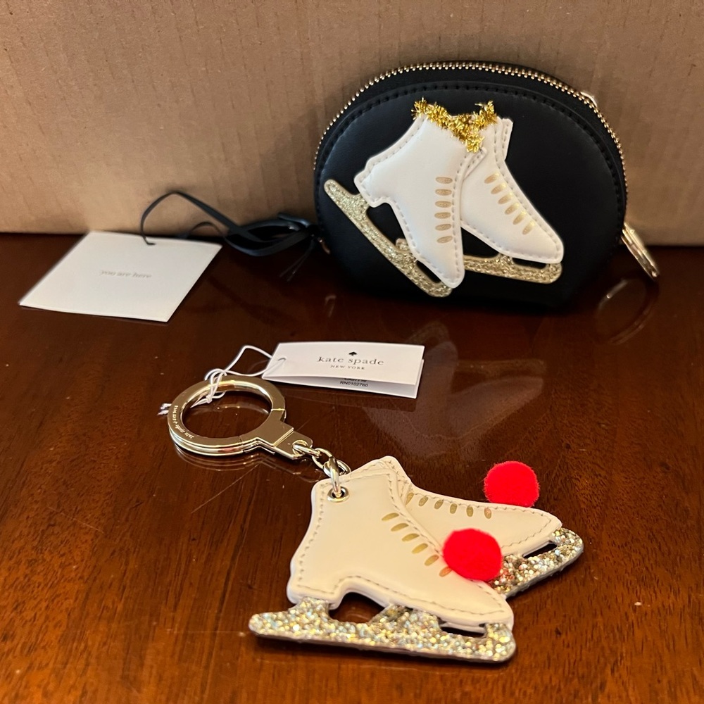 Kate Spade Rockefeller Ctr. Skater key chain & card holder w/key chain (2 pcs).